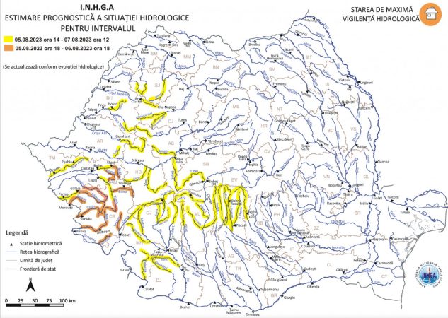 COD GALBEN de inundații Argeş – bazin superior, Dâmboviţa – bazin superior, județul Dâmboviţa