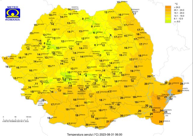 În ultima zi de vară, joi, 31 august 2023, vremea se menține instabilă iar căldura se va resimți în regiunile sudice și sud-estice