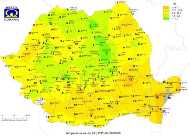 Sâmbătă, 30 septembrie 2023, vremea în toată țara