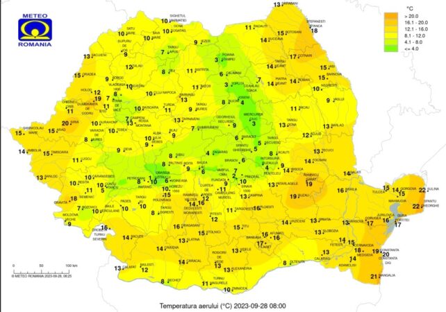 Prognoza meteo pentru joi, 28 septembrie 2023