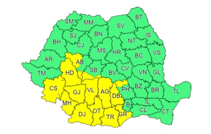 Atenționare meteo COD GALBEN de FURTUNI în tot județul Dâmbovița