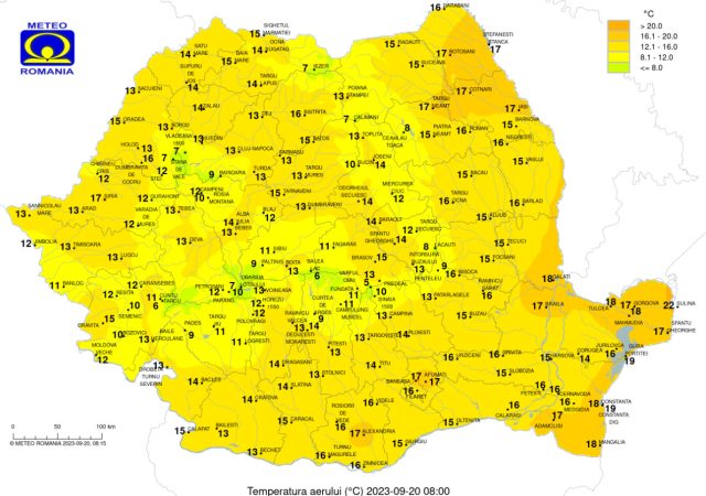 Prognoza meteo pentru miercuri, 20 septembrie 2023