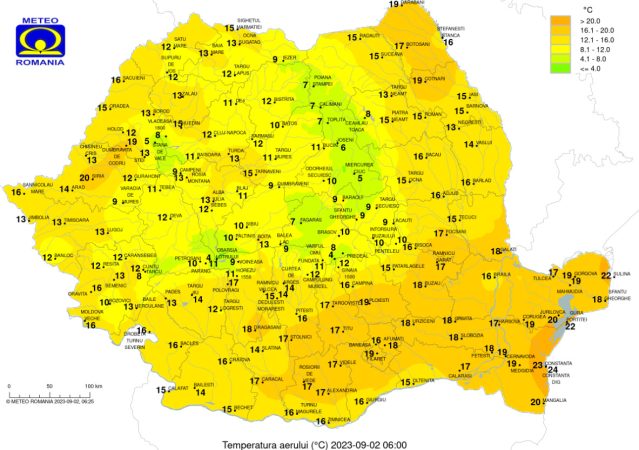 Prognoza meteo pentru sâmbătă, 2 septembrie 2023