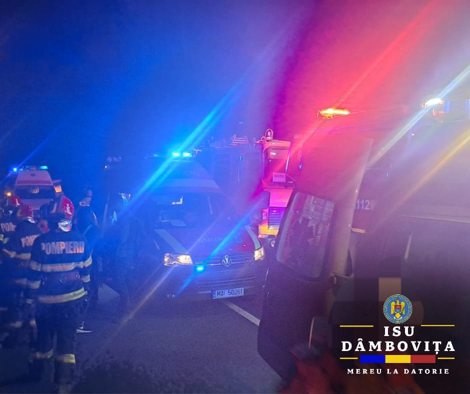 A fost activat PLANUL ROȘU după ce un microbuz cu pasageri, s-a răsturnat pe DN 7 în comuna Valea Mare, sat Fețeni, județul Dâmbovița, opt persoane au fost transportate la spital. 