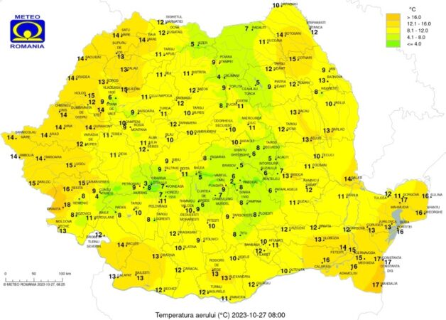 Prognoza meteo pentru astăzi valorile termice vor scădea ușor