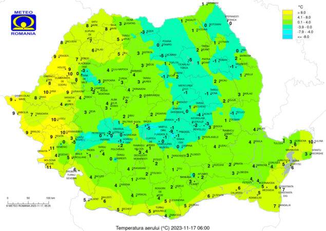 Prognoza pentru vineri, 17 noiembrie:Temperaturi mai scăzute, ploi, lapoviță şi ninsoare la munte