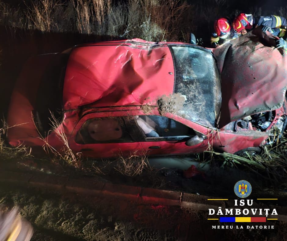 Intervenție în cazul unui eveniment rutier în localitatea Ulmi/Nisipurile.