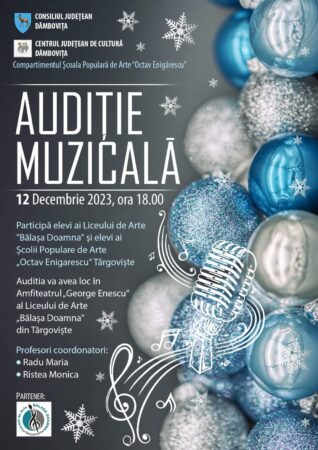 „Audiție muzicală”, un spectacol găzduit de Amfiteatrul „George Enescu” al Liceului de Arte din Târgoviște