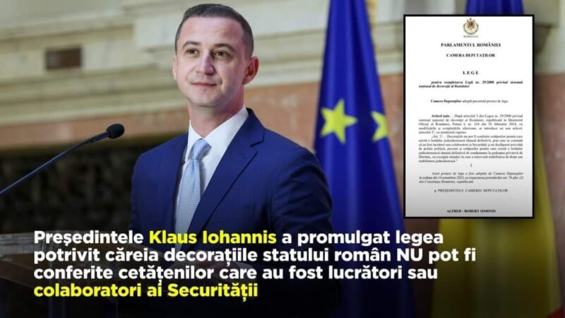 Este oficial: Decoraţiile statului român nu pot fi conferite cetăţenilor care au fost lucrători sau colaboratori ai Securităţii