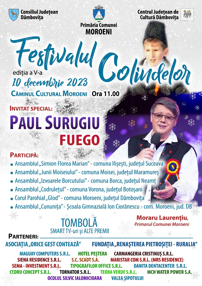 Festivalul Colindelor la Moroeni, invitat special Fuego și cete de colindători din Maramureș, Neamț, Suceava și Botoșani