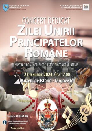Un concert de muzică clasică, va fi susținut de Orchestra Simfonica „Muntenia” Un concert de muzică clasică, va fi susținut de Orchestra Simfonica „Muntenia”, la 24 ianuarie 2024 se împlinesc 165 de ani de la Unirea Principatelor Române.