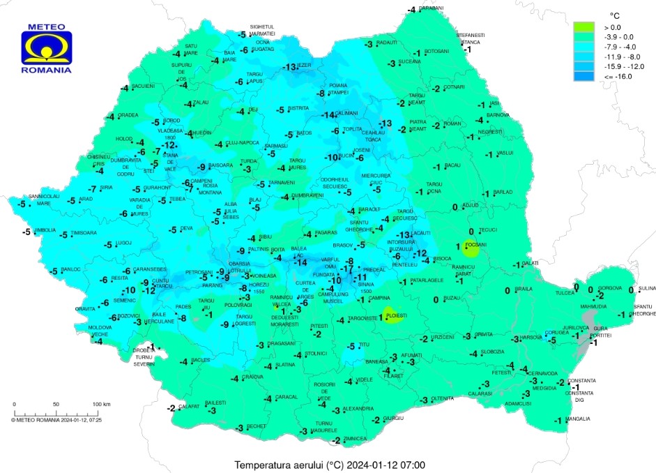 Prognoza meteo pentru vineri, 12 ianuarie 2024, vremea se menține geroasă dimineața, în special în centru și în estul