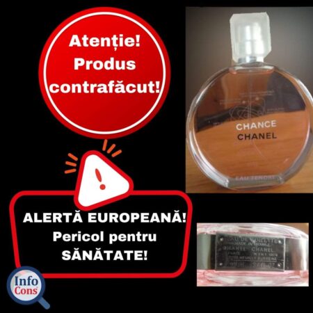 InfoCons: ATENȚIE! PARFUM CONTRAFĂCUT! InfoCons anunț că există o alertă privind un parfum contrafăcut care reprezintă risc pentru sănătate.