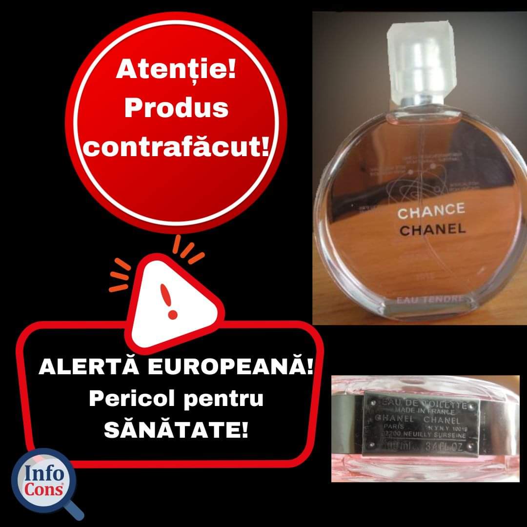 InfoCons anunț  că există o alertă privind un parfum contrafăcut  care reprezintă  risc pentru sănătate.
