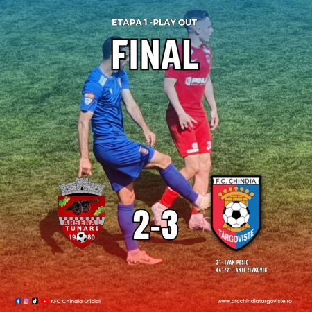 Chindia Târgoviște S-A INTORS ACASĂ cu victorie în primul meci din play-out-ul Ligii 2,CS Tunari – Chindia Târgoviște 2-3