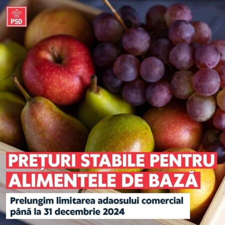 PSD Dâmbovița: PRELUNGIREA LIMITĂRII ADAOSULUI COMERCIAL LA ALIMENTELE DE BAZĂ până la finalul anului 2024 PSD Dâmbovița spune ca prezența PSD la Guvernare a garantat măsuri de sprijin pentru cei mai vulnerabili dintre cetățenii români,