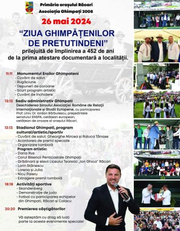 Ziua Ghimpățenilor de pretutindeni, 452 de ani de la prima atestare documentară a localității Ghimpați Ziua Ghimpățenilor de pretutindeni, 452 de ani de la prima atestare documentară a localității Ghimpați, evenimentul este organizat de Primăria orașului Răcari - Consiliul Local Răcari