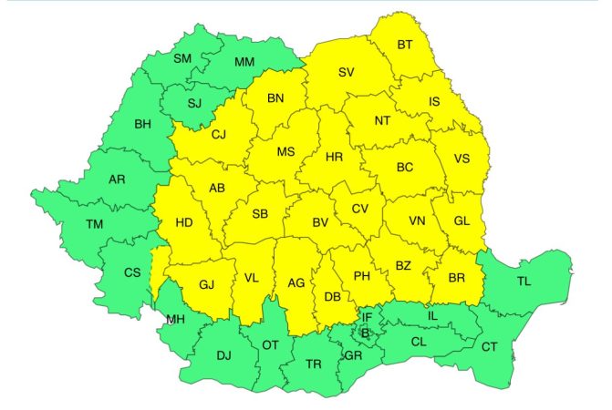 COD GALBEN de PLOI, VIJELII și GRINDINĂ în tot județul Dâmbovița COD GALBEN de PLOI, VIJELII și GRINDINĂ în tot județul Dâmbovița, ATENȚIONARE valabilă în data de 29 mai, în intervalul orar 10:00 - 23:00 pe raza județului Dâmbovița.