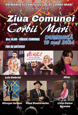 Comuna Corbii Mari se îmbracă în straie de sărbătoare Comuna Corbii Mari se îmbracă în straie de sărbătoare, ziua comunei va avea loc pe 19 mai 2024.