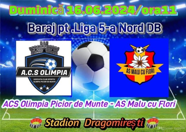 Duminică, 16 iunie, toate drumurile duc către stadionul din Dragomirești, AS Malu cu Flori joacă un meci crucial de baraj pentru promovare. 