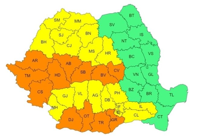 COD GALBEN de CANICULĂ, valabil pentru tot județul Dâmbovița, 21 iunie