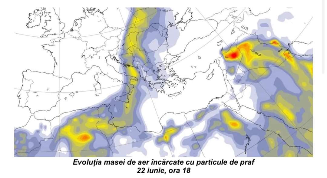 Ca urmare a ploilor prognozate în țara noastră, în următoarele 48 de ore, depunerile de praf vor putea fi observate peste tot.