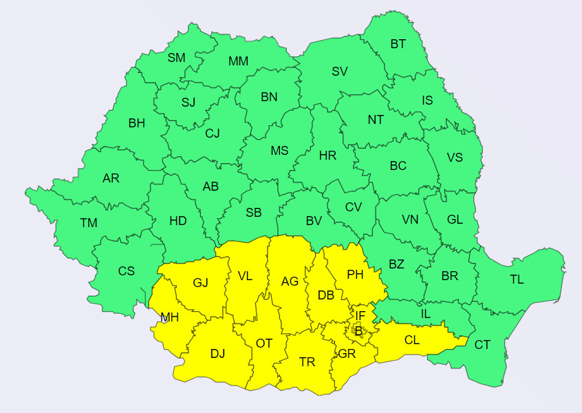 ATENȚIONARE METEOROLOGICĂ COD GALBEN de CANICULĂ în tot județul Dâmbovița în zilele de 28 și 29 iulie 2024