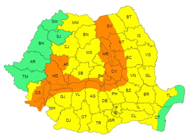 AVERTIZARE METEOROLOGICĂ COD GALBEN de FURTUNI, valabilă pentru județul Dâmbovița AVERTIZARE METEOROLOGICĂ COD GALBEN de FURTUNI, valabilă pentru județul Dâmbovița în intervalul 24 iulie, ora 12:00 – 24 iulie, ora 21:00