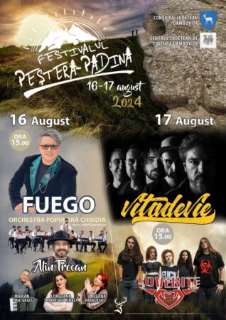Festivalul „Peștera –Padina” va avea loc în perioada 16-17 august 2024, evenimentul este organizat de Consiliul Județean Dâmbovița