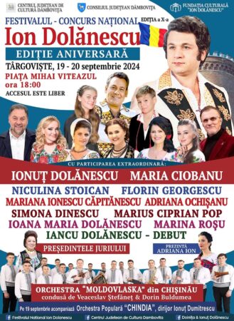 Festivalul-Concurs Național „Ion Dolănescu” va avea loc la Târgoviște în perioada 19-20 septembrie Festivalul-Concurs Național „Ion Dolănescu” va avea loc la Târgoviște în perioada 19-20 septembrie , eveniment organizat de Consiliul Judeţean Dâmboviţa