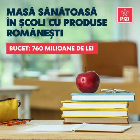 PSD: DOUĂ MILIOANE DE COPII vor beneficia de masă sănătoasă în școli cu produse românești PSD anunță că în noul an școlar, DOUĂ MILIOANE DE COPII vor beneficia de masă sănătoasă în școli cu produse românești.