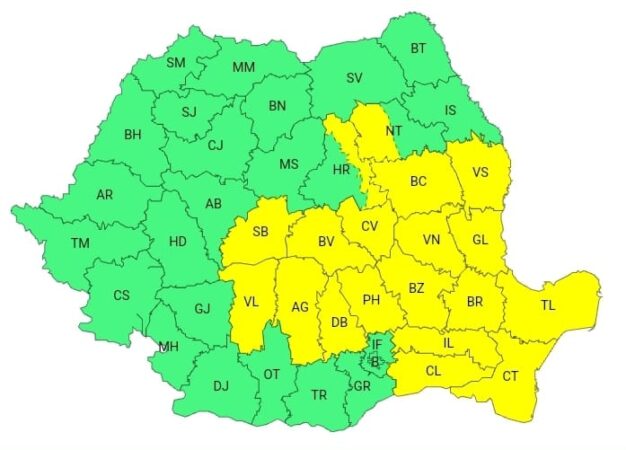 PLOI ABUNDENTE ȘI VIJELII în tot județul Dâmbovița, 29 august, ora 10:00 – 29 august, ora 23:00.