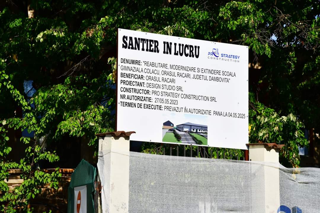 Școala Colacu din orașul Răcari se află într-un amplu proces de modernizare și extindere, un proiect ambițios ce are o valoare totală de 14.382.022,22 lei.