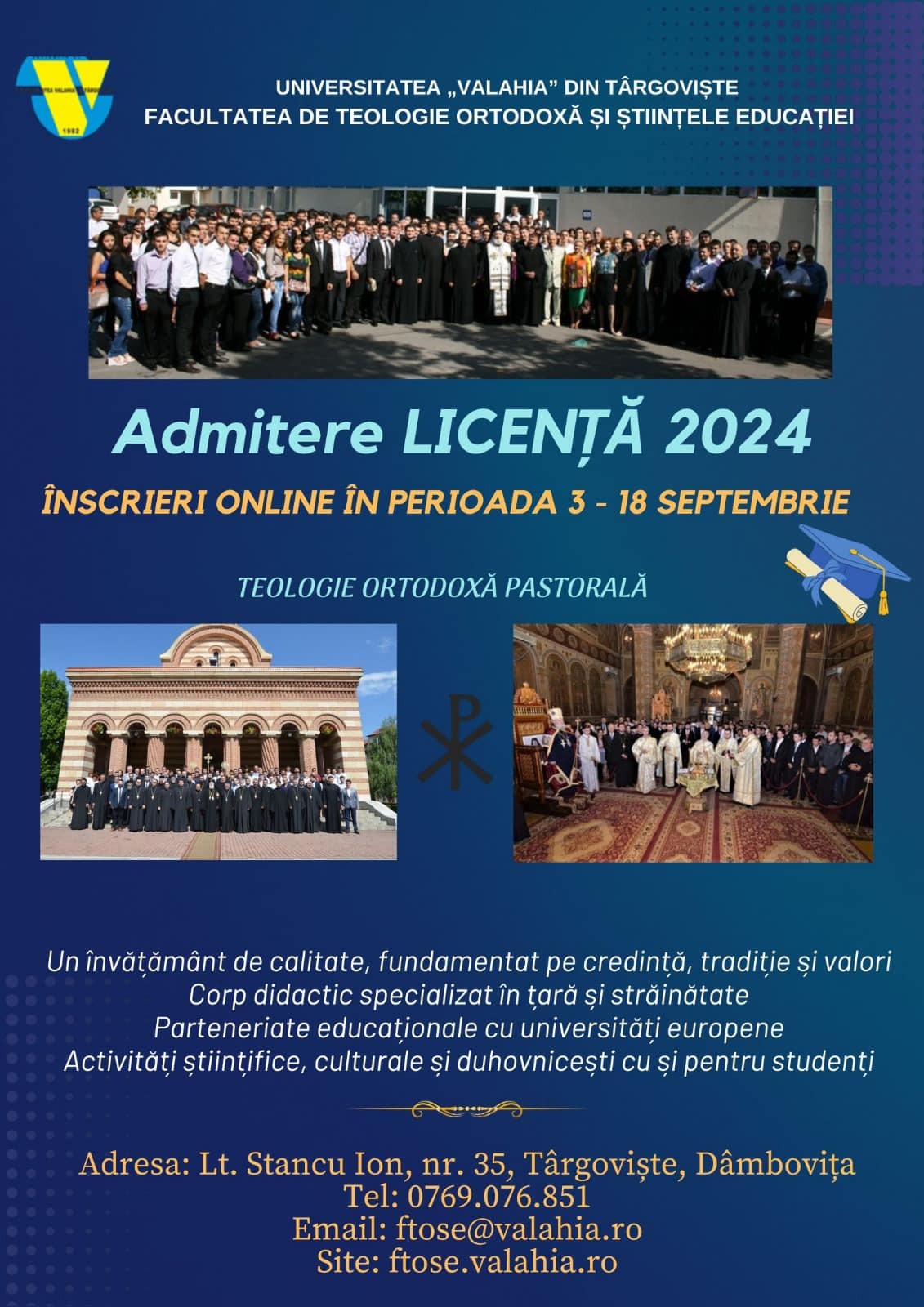 Sesiune de admitere pentru Master la Facultatea de Teologie Ortodoxă și Științele Educației a Universității „Valahia” din Târgoviște