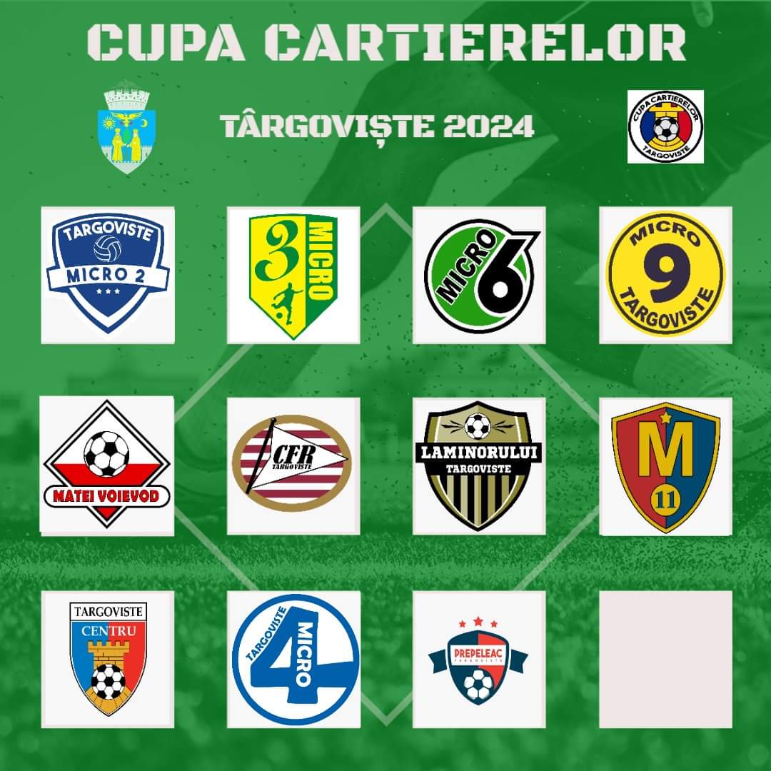 Zilele Cetății Târgoviște: Astăzi debutează ediția cu numărul 11 a Cupei Cartierelor la Fotbal, eveniment sportiv de tradiție organizat de Primăria Municipiului Târgoviște.