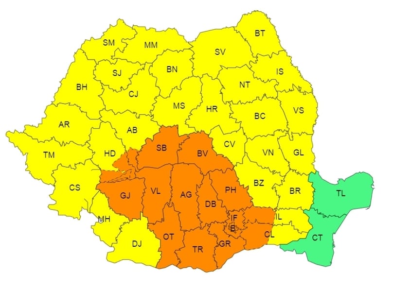 ALERTĂ DE ULTIMĂ ORĂ: TOT JUDEȚUL DÂMBOVIȚA ESTE SUB COD PORTOCALIU DE PLOI TORENȚIALE, 29 septembrie 2024, ora 08:00 - 20:00