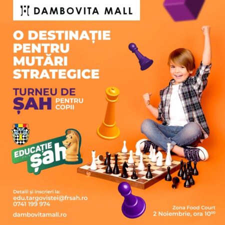 Turneul de Șah pentru copii la Dâmbovița Mall: Oportunitate pentru micii maeștri, pe 2 noiembrie, un adevărat centru al strategiilor