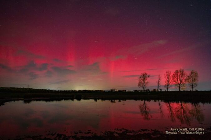 Aurora boreală, un fenomen natural spectaculos și rar în România, a fost vizibilă noaptea trecută și la Târgoviște, surprinzând locuitorii
