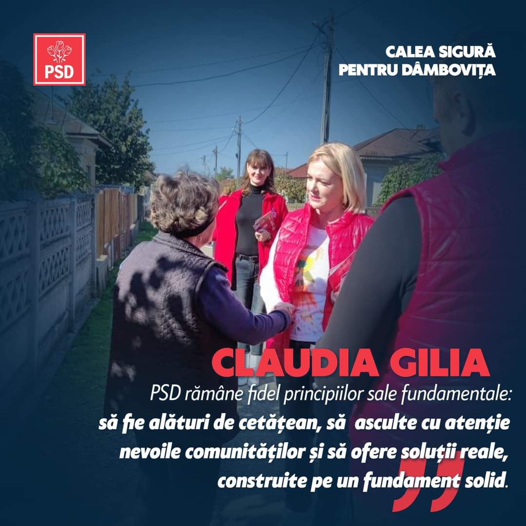 Claudia Gilia, candidat PSD pentru Senatul României, a participat recent la o serie de întâlniri cu cetățenii din Dâmbovița, subliniind importanța