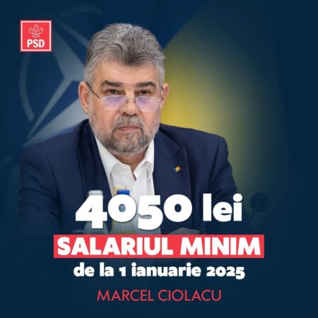 Premierul Marcel Ciolacu a anunțat că salariul minim în România va ajunge la 4.050 de lei în 2025 Premierul Marcel Ciolacu a anunțat că, începând cu 1 ianuarie 2025, salariul minim în România va fi stabilit la 4.050 de lei.