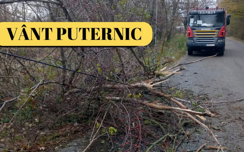 ATENȚIONARE METEOROLOGICĂ  COD GALBEN de VÂNT PUTERNIC în tot județul Dâmbovița, interval de valabilitate: