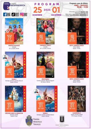 Pentru toți iubitorii de film, Cinema Independența îți aduce un nou program de proiecții pentru această săptămână!
