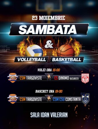  Volei și baschet la Târgoviște, două meciuri importante pentru CSM Târgoviște, mâine, 23 noiembrie.