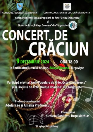 Concert de Crăciun organizat de Clasa de Canto a Școlii „Octav Enigărescu” și Liceul de Arte „Bălașa Doamna” pe 9 decembri Clasa de Canto din cadrul Școlii Populare de Arte „Octav Enigărescu”, coordonată de doamna profesor Adela Nae