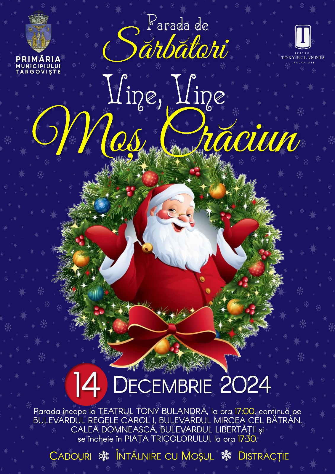 Primăria Municipiului Târgoviște are deosebita plăcere de a anunța evenimentele speciale ce vor marca sosirea sărbătorilor de iarnă în fosta Cetate de Scaun a Țării Românești, într-un cadru magic, plin de lumină și voie bună.