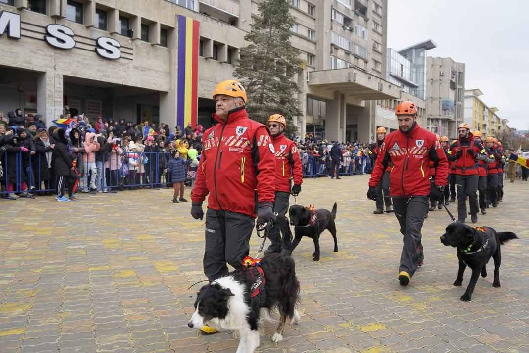 Unitățile Canine Salvamont Argeș, în defilare de 1 Decembrie: O echipă exemplară de salvare!