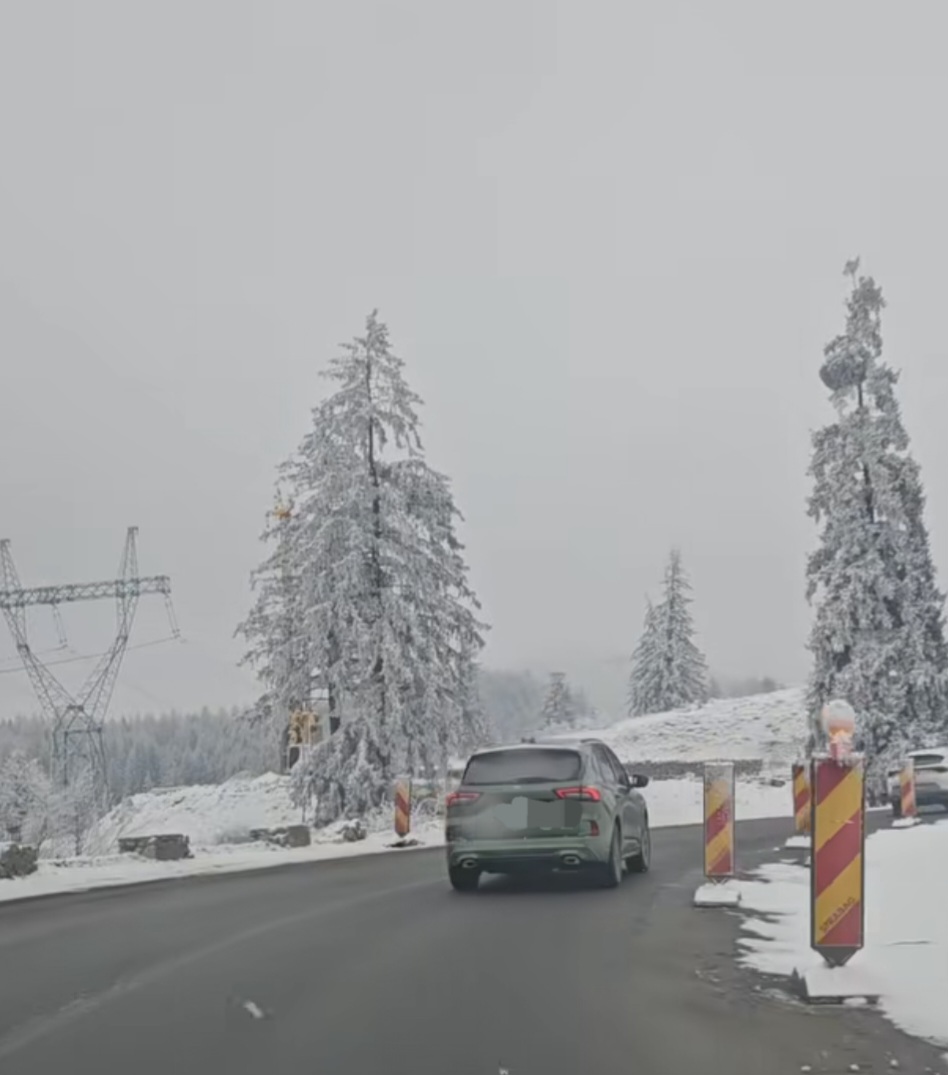 Un colț de rai pe DN 73, într-o dimineață răcoroasă de februarie, drumurile care leagă Rucărul de Bran au fost transformate într-un tablou de vis.