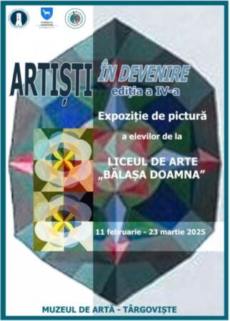 Tinerii artiști din Dâmbovița, în lumina reflectoarelor la Muzeul de Artă din Târgoviște Tinerii artiști din Dâmbovița, în lumina reflectoarelor la Muzeul de Artă din Târgoviște care găzduiește, începând de astăzi, 11 februarie 2025, cea de-a IV-a ediție a expoziției „Artiști în Devenire”