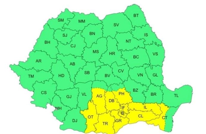Județul Dâmbovița se află sub avertizare meteorologică de Cod Galben, valabilă între 17 februarie, ora 10:00 și 19 februarie, ora 10:00