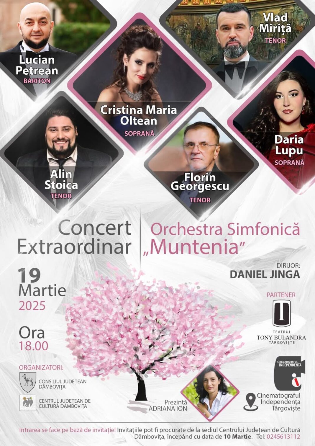  Pe 19 martie 2025, un  concert extraordinar de muzică clasică,va avea loc la Cinematograful „Independența”,